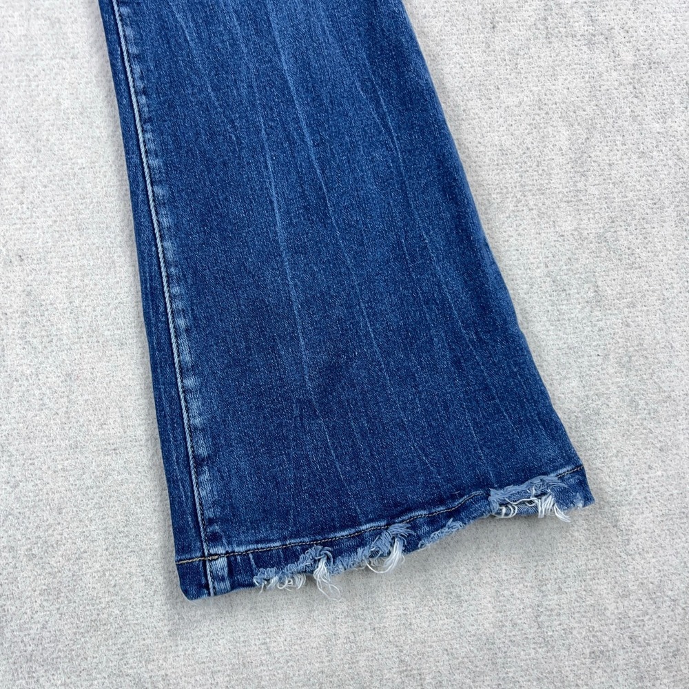 Women’s Distressed Dark Blue Flare Jeans - Picture 7 of 15